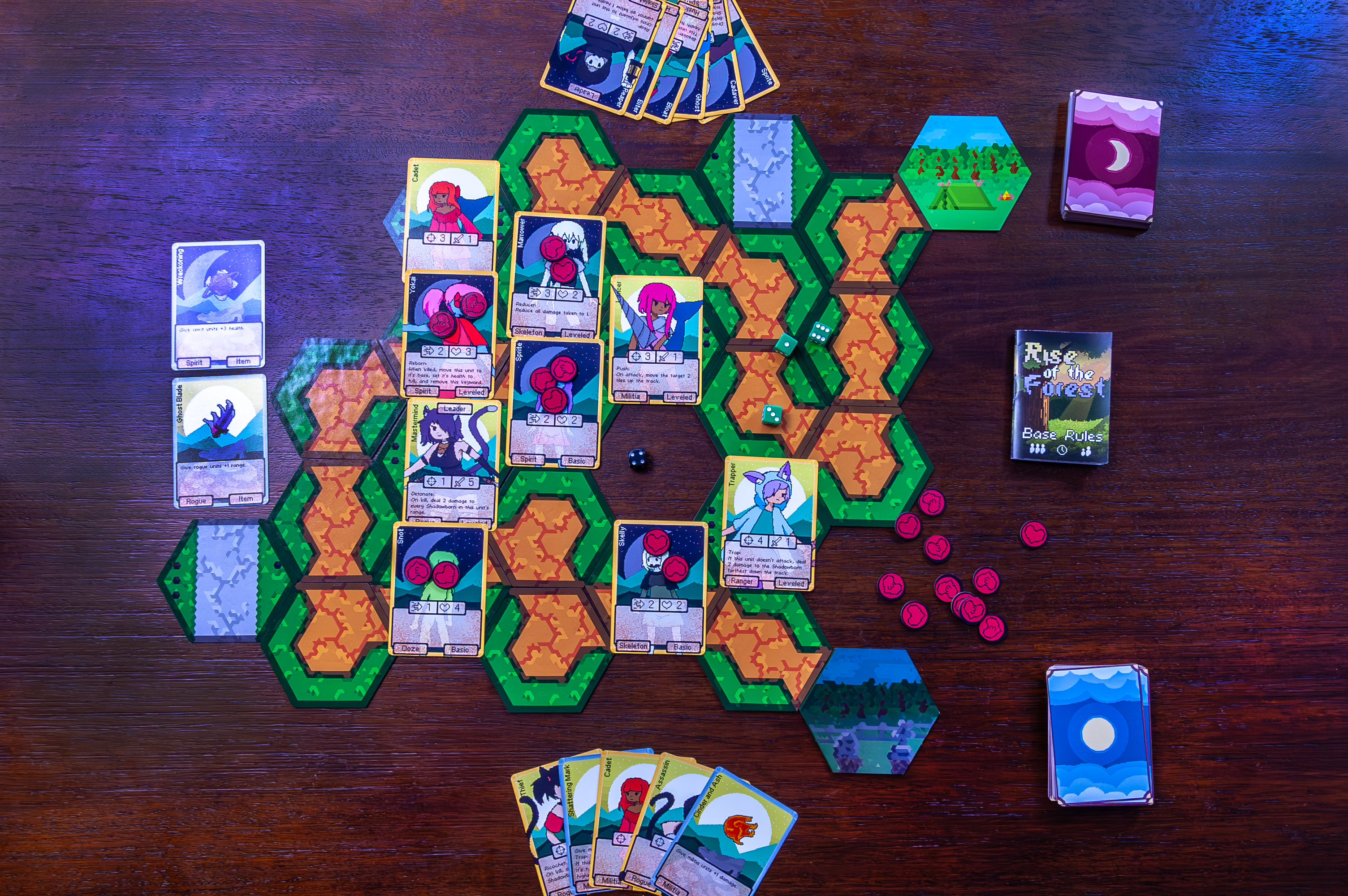 Rise of the Forest board game showing a strategic setup of units on the track